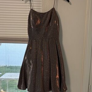 Elegant Shimmering Mini Dress in Brown